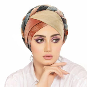 Head Scarf for Muslim Women Bohemia Print Braid Turban Bonnet Hijab Caps Inner Hijabs Femme Musulman Arab Wrap Turbantes