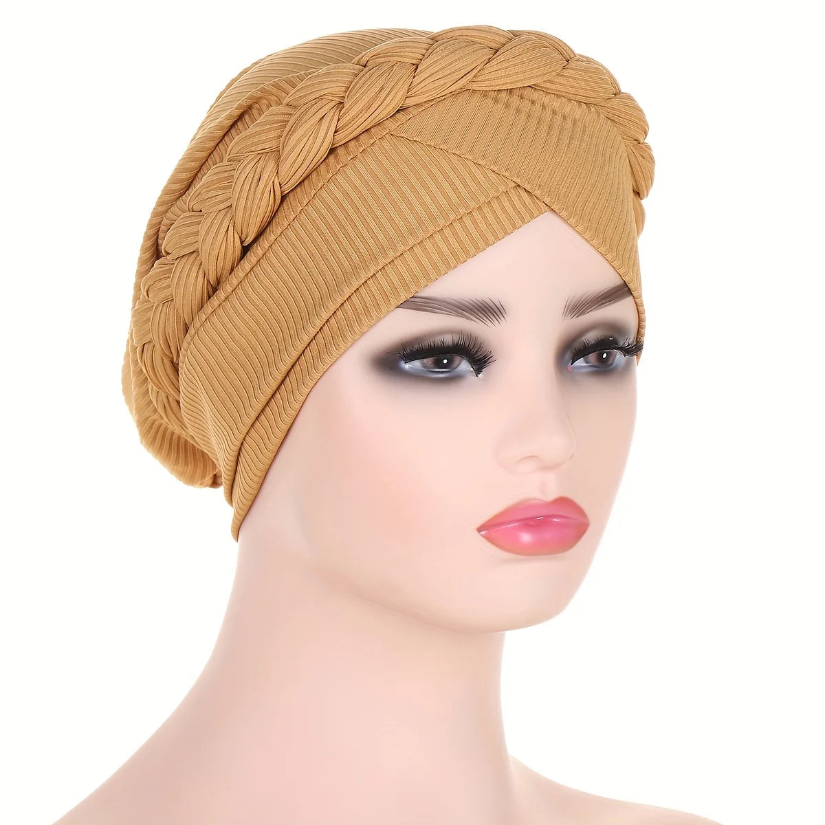 Solid Color Braid Turban Hat Casual Head Wraps Headscarf Classic Elastic Beanies Chemo Cap For Women
