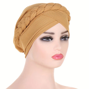 Solid Color Braid Turban Hat Casual Head Wraps Headscarf Classic Elastic Beanies Chemo Cap For Women