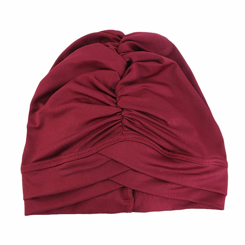 New Women Elastic Turban Inner Hat Islamic Flower Cross Beanie Head Wrap Hijab Caps Chemo Bandana Bonnet Muslim Scarf Headcover