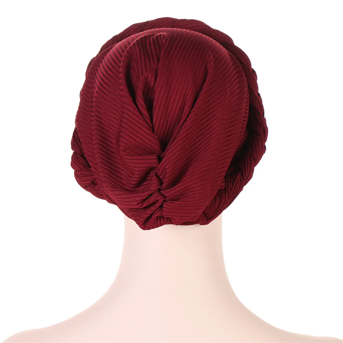 Solid Color Braid Turban Hat Casual Head Wraps Headscarf Classic Elastic Beanies Chemo Cap For Women