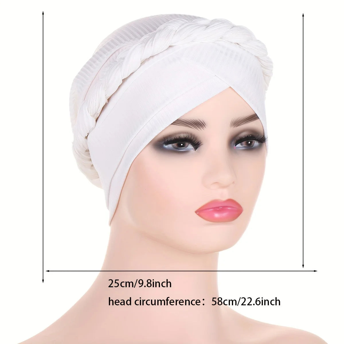 Solid Color Braid Turban Hat Casual Head Wraps Headscarf Classic Elastic Beanies Chemo Cap For Women
