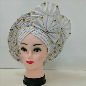 latest aso oke auto gele headtie Already Handmade African Cap Nigerian Wedding Gele Women Braid Turbans Ladies head Wraps 7L0981
