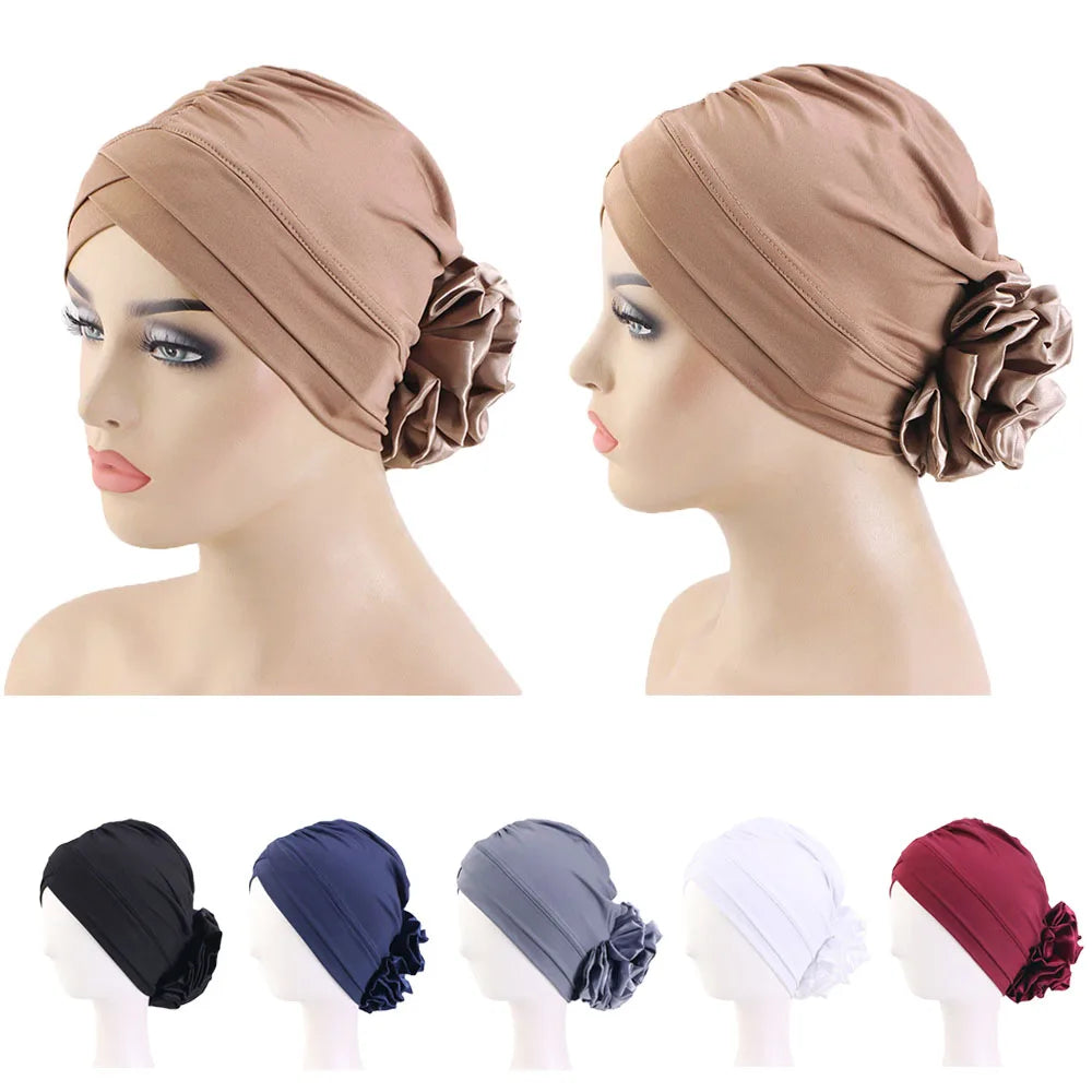 New Women Elastic Turban Inner Hat Islamic Flower Cross Beanie Head Wrap Hijab Caps Chemo Bandana Bonnet Muslim Scarf Headcover