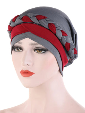 Colorblock Twisted Hijab Turban Hat for Women African Head Scarf Beanie Cancer Chemo Headwear Cap Head Wraps Women