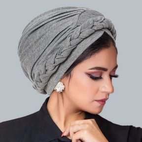 Solid Color Braid Muslim Hijab Caps Crossed Forehead Women Wrap Head Soft Elastic  Fashion Indian Turban Bonnet