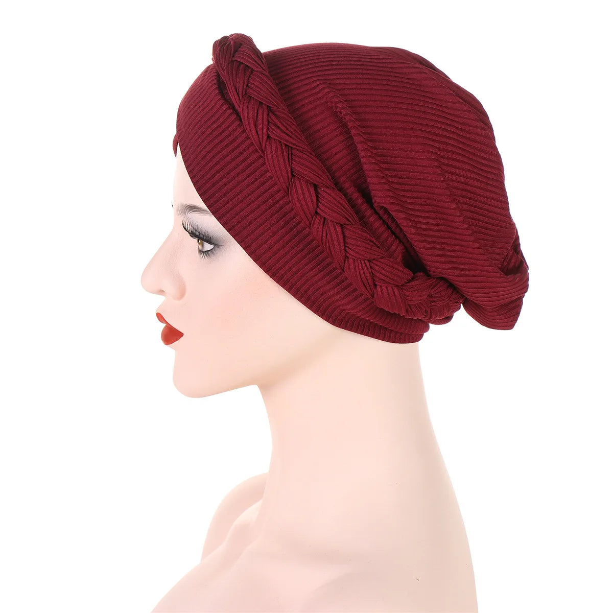 Solid Color Braid Turban Hat Casual Head Wraps Headscarf Classic Elastic Beanies Chemo Cap For Women