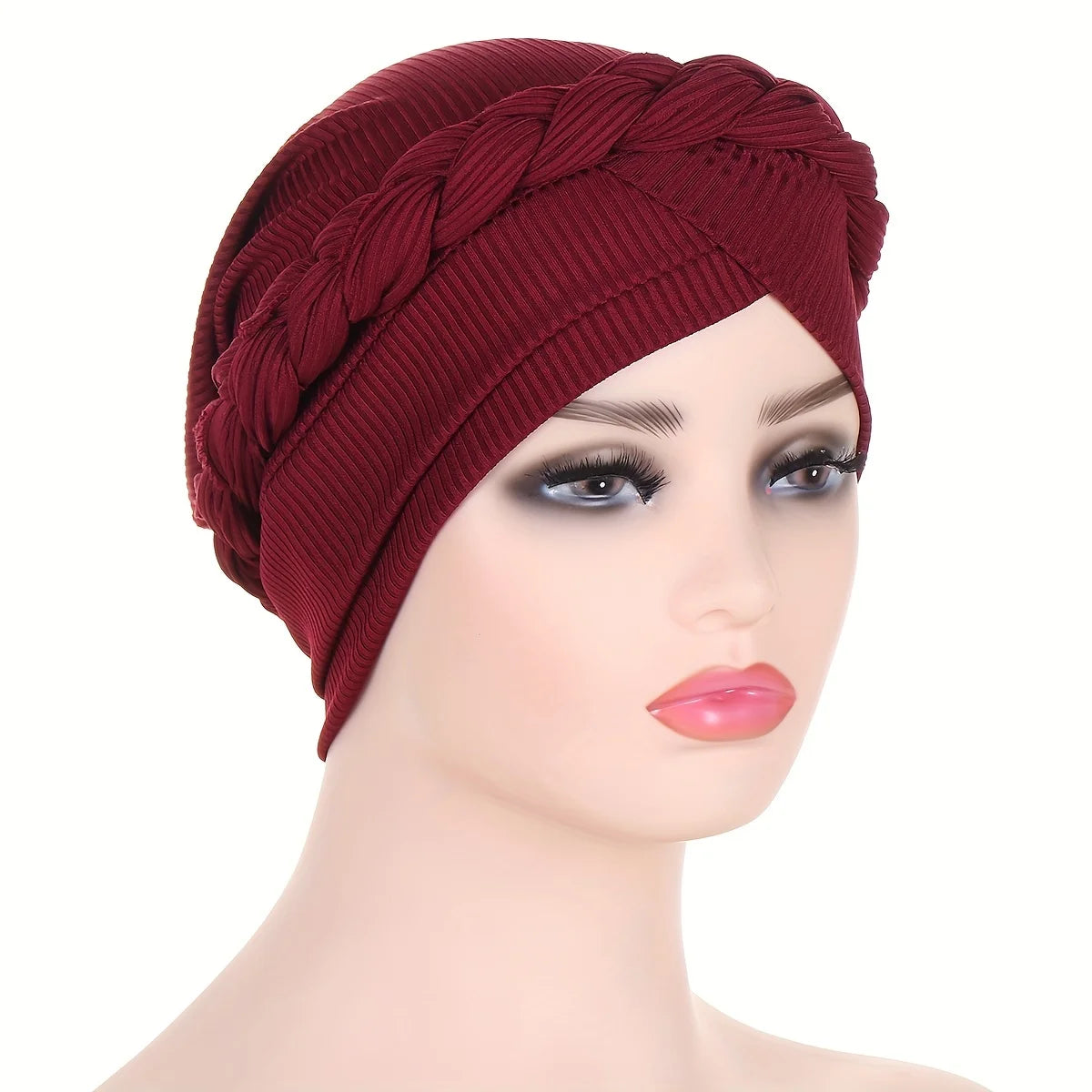 Solid Color Braid Turban Hat Casual Head Wraps Headscarf Classic Elastic Beanies Chemo Cap For Women