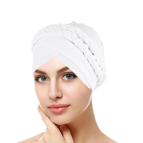 New European and American Spring and Autumn Muslim Baotou Hat Two Milk Silk Monochrome Braid Headscarf Hat