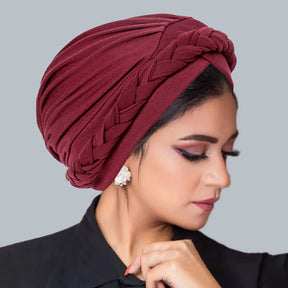 Solid Color Braid Muslim Hijab Caps Crossed Forehead Women Wrap Head Soft Elastic  Fashion Indian Turban Bonnet