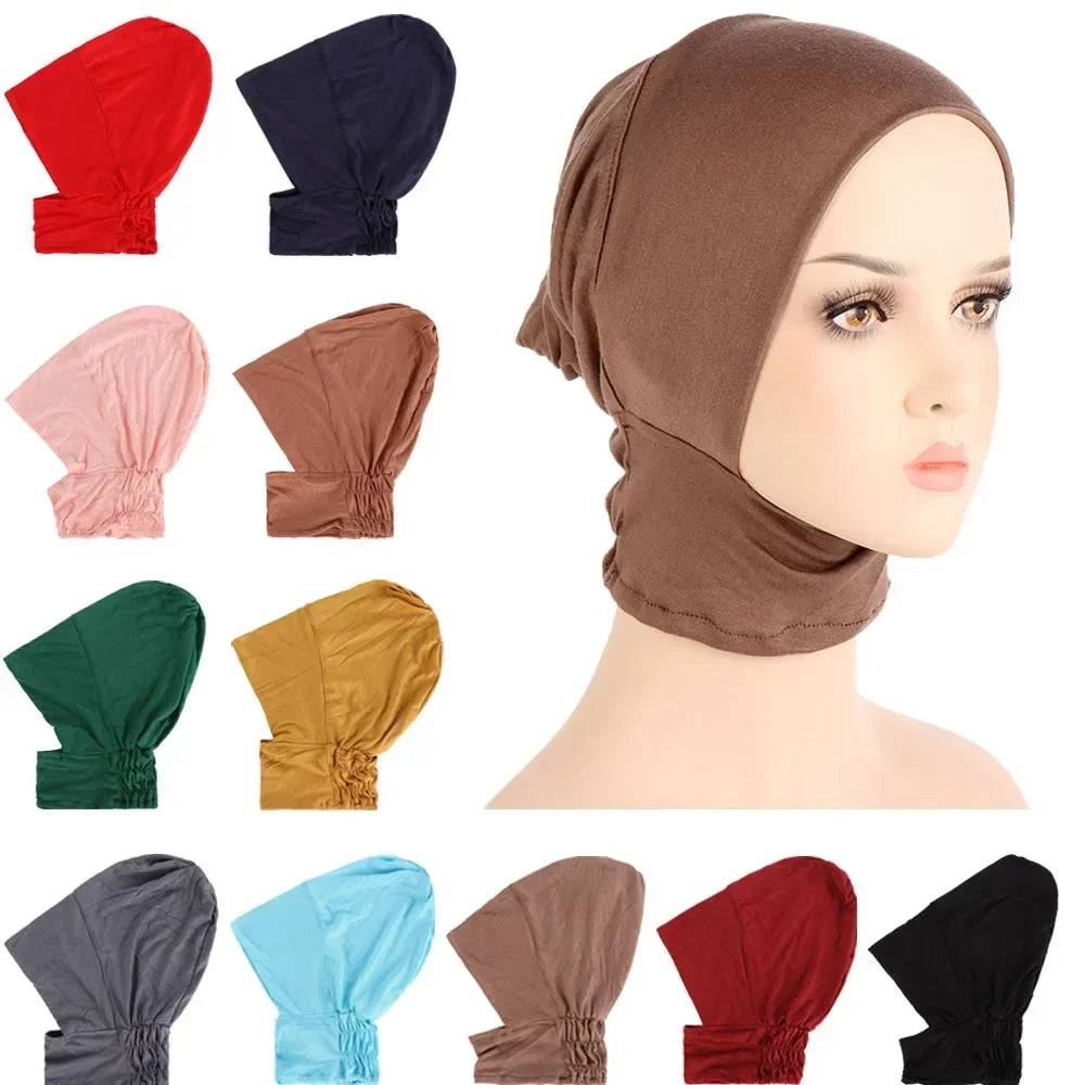Underscarf Women Muslim Inner Hijab Full Cover Headscarf Ninja Bonnet Bone Hat Stretch Headwear Wrap Scarf Chemo Cap Turban Hats