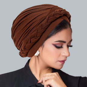 Solid Color Braid Muslim Hijab Caps Crossed Forehead Women Wrap Head Soft Elastic  Fashion Indian Turban Bonnet