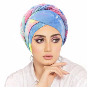 Head Scarf for Muslim Women Bohemia Print Braid Turban Bonnet Hijab Caps Inner Hijabs Femme Musulman Arab Wrap Turbantes