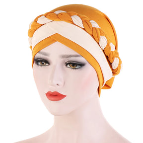 Colorblock Twisted Hijab Turban Hat for Women African Head Scarf Beanie Cancer Chemo Headwear Cap Head Wraps Women
