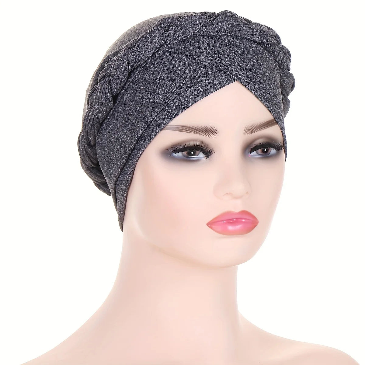 Solid Color Braid Turban Hat Casual Head Wraps Headscarf Classic Elastic Beanies Chemo Cap For Women