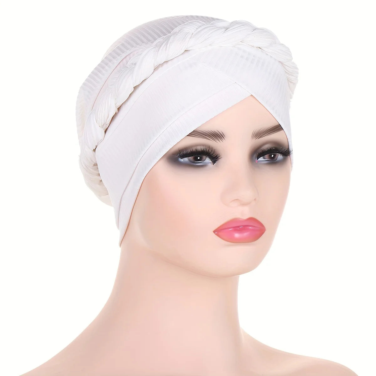 Solid Color Braid Turban Hat Casual Head Wraps Headscarf Classic Elastic Beanies Chemo Cap For Women