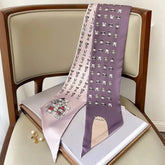 Lenço Roxo Estampado de Gatinho 15x150cm - Acessório Estiloso e Confortável para o Pescoço
